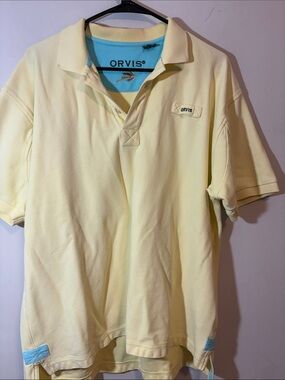 Orvis Men's Butter Yellow Collared T-Shirt